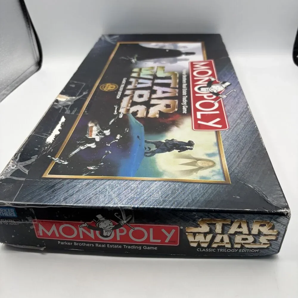VINTAGE Monopoly Star Wars Classic Trilogy Edition COMPLETE  1997 Box Is Damaged